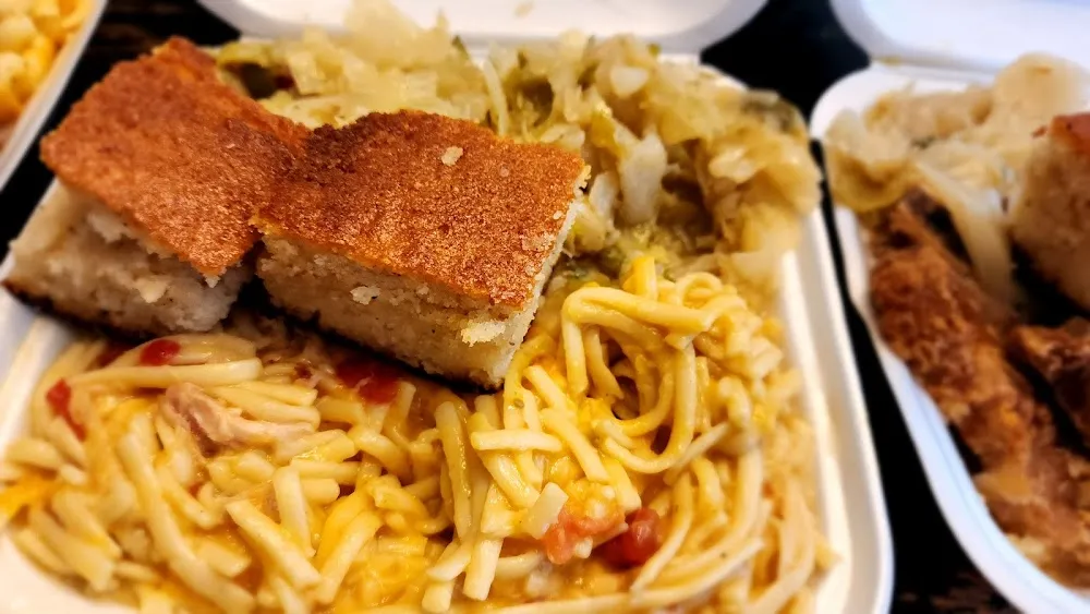 Chicken Spaghetti Cabbage Cornbread